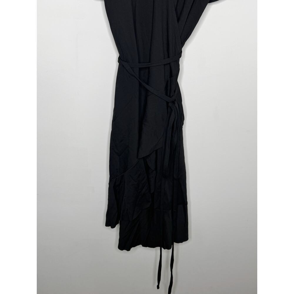 Banana Republic Short Sleeve V-Neck Flounce Wrap Dress Black Women's Size M NWT - Picture 5 of 9